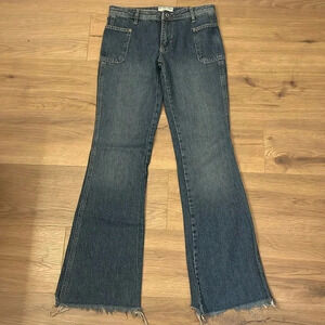 We the Free | Flare leg denim jeans Frayed raw hems Women’s size 25 Free People